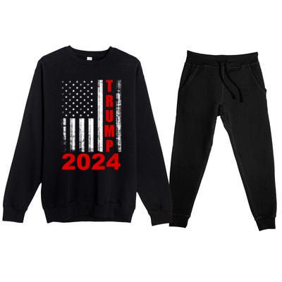 Trump 2024 American Flag Vintage Donald Trump 2024 Premium Crewneck Sweatsuit Set