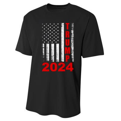 Trump 2024 American Flag Vintage Donald Trump 2024 Performance Sprint T-Shirt