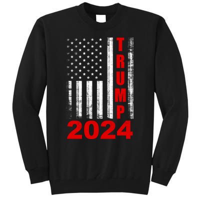 Trump 2024 American Flag Vintage Donald Trump 2024 Tall Sweatshirt