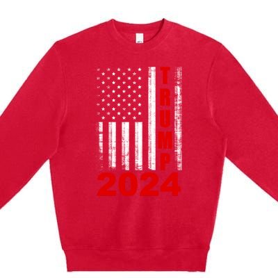 Trump 2024 American Flag Vintage Donald Trump 2024 Premium Crewneck Sweatshirt