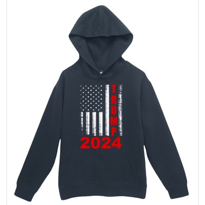 Trump 2024 American Flag Vintage Donald Trump 2024 Urban Pullover Hoodie