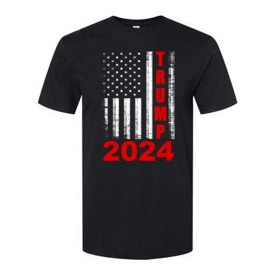 Trump 2024 American Flag Vintage Donald Trump 2024 Softstyle CVC T-Shirt