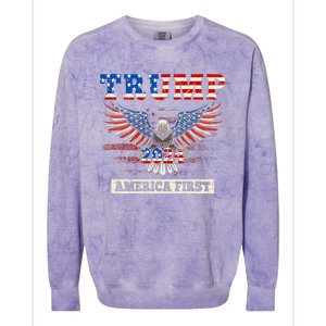 Trump 2024 America First Bald Eagle Pro Trump Usa Flag Colorblast Crewneck Sweatshirt