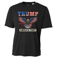 Trump 2024 America First Bald Eagle Pro Trump Usa Flag Cooling Performance Crew T-Shirt