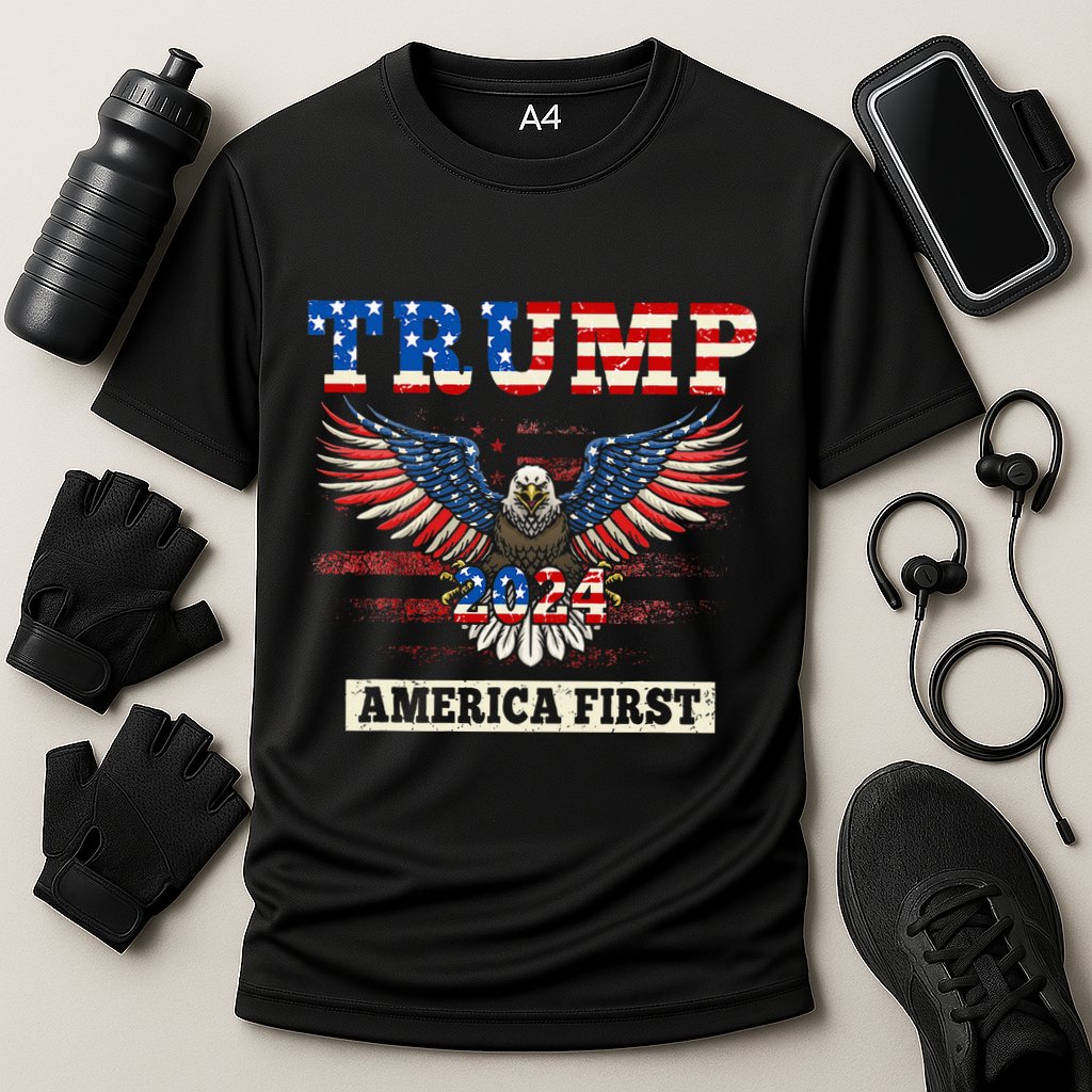 Trump 2024 America First Bald Eagle Pro Trump Usa Flag Cooling Performance Crew T-Shirt