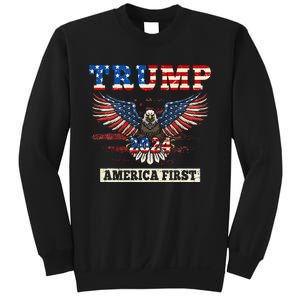 Trump 2024 America First Bald Eagle Pro Trump Usa Flag Sweatshirt