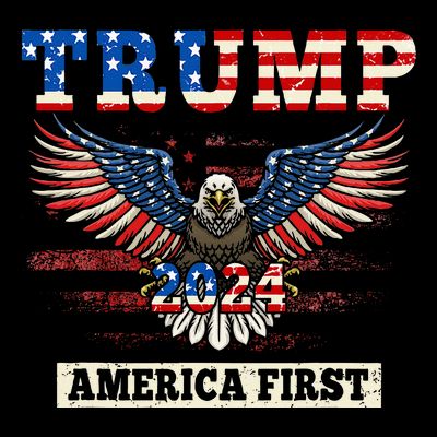 Trump 2024 America First Bald Eagle Pro Trump Usa Flag T-Shirt