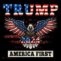 Trump 2024 America First Bald Eagle Pro Trump Usa Flag T-Shirt