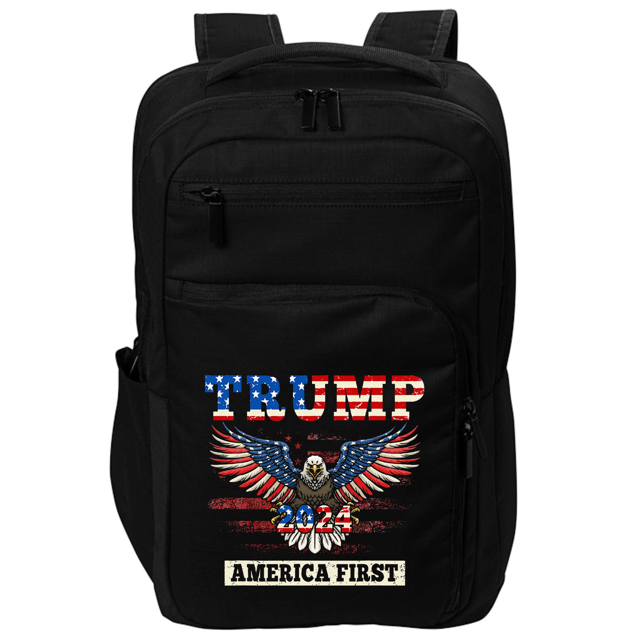 Trump 2024 America First Bald Eagle Pro Trump Usa Flag Impact Tech Backpack