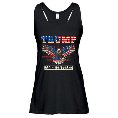 Trump 2024 America First Bald Eagle Pro Trump Usa Flag Ladies Essential Flowy Tank