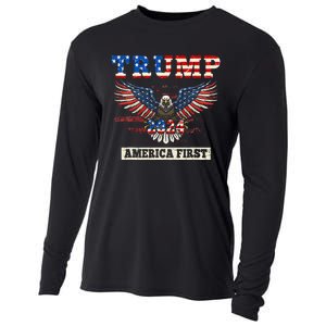 Trump 2024 America First Bald Eagle Pro Trump Usa Flag Cooling Performance Long Sleeve Crew