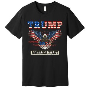 Trump 2024 America First Bald Eagle Pro Trump Usa Flag Premium T-Shirt