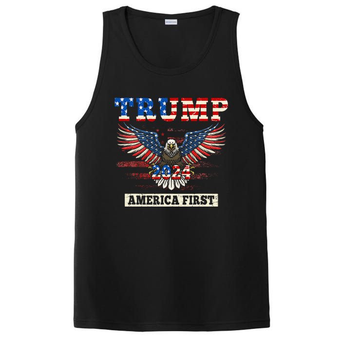 Trump 2024 America First Bald Eagle Pro Trump Usa Flag PosiCharge Competitor Tank