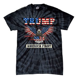 Trump 2024 America First Bald Eagle Pro Trump Usa Flag Tie-Dye T-Shirt