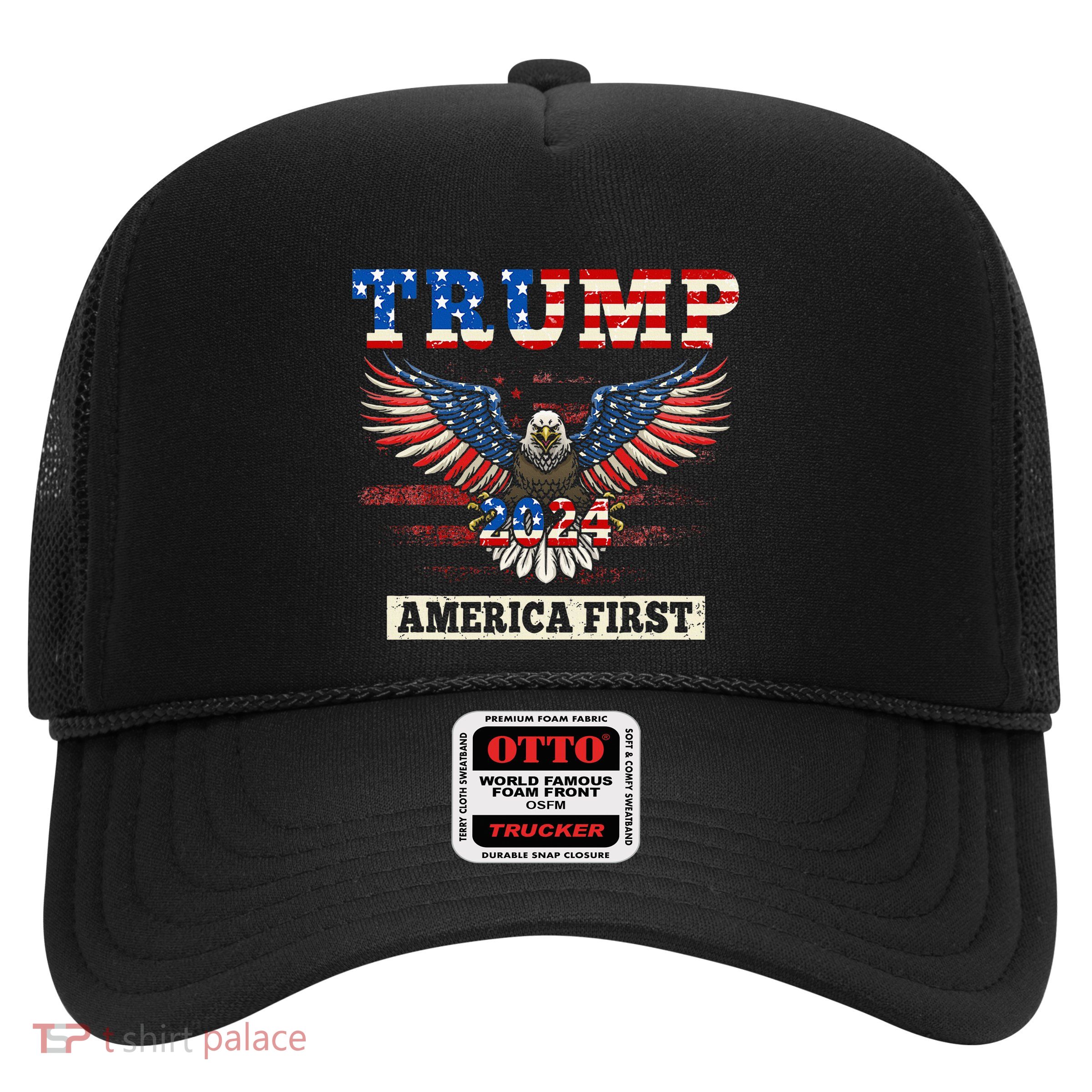 Trump 2024 America First Bald Eagle Pro Trump Usa Flag Trucker Hat