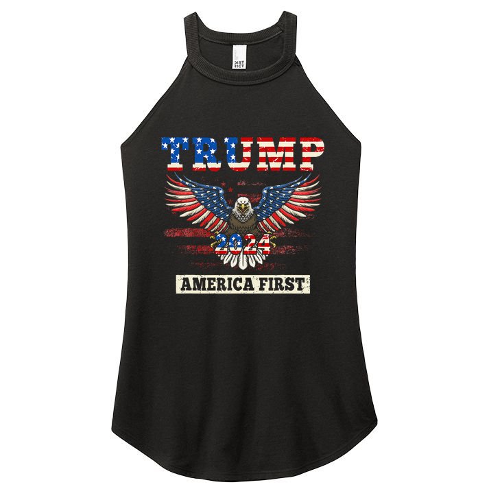 Trump 2024 America First Bald Eagle Pro Trump Usa Flag Women's Perfect Tri Rocker Tank