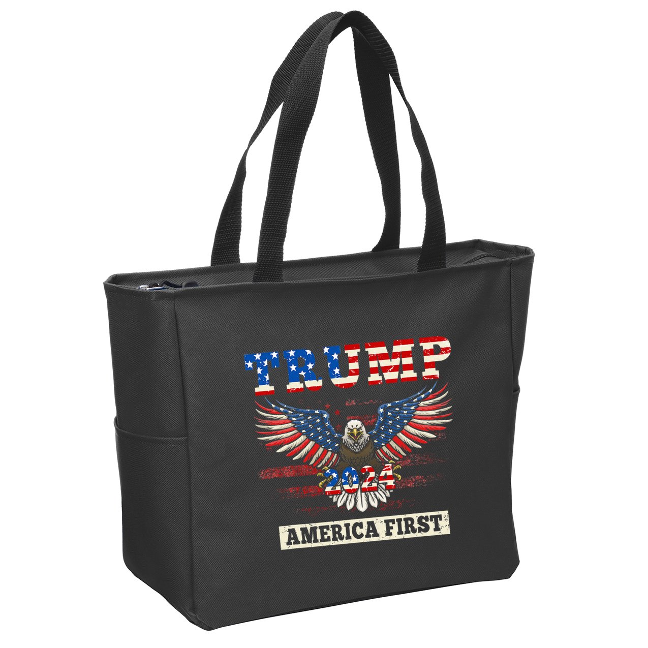 Trump 2024 America First Bald Eagle Pro Trump Usa Flag Zip Tote Bag