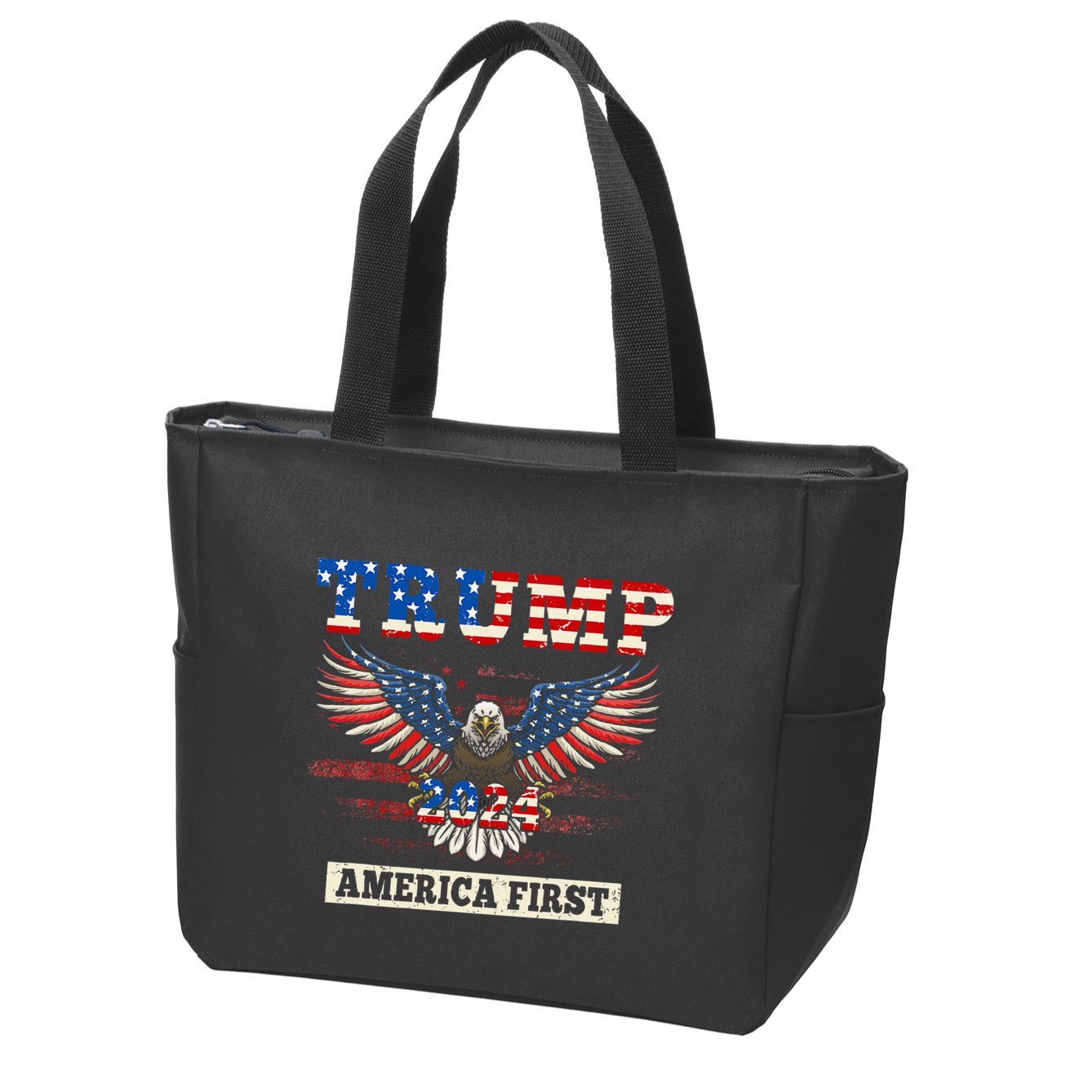 Trump 2024 America First Bald Eagle Pro Trump Usa Flag Zip Tote Bag