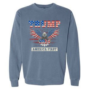 Trump 2024 America First Bald Eagle Pro Trump Usa Flag Garment-Dyed Sweatshirt