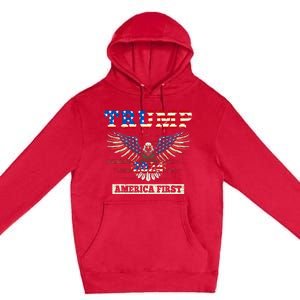 Trump 2024 America First Bald Eagle Pro Trump Usa Flag Premium Pullover Hoodie