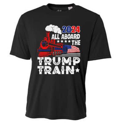 Trump 2024 All Aboard The Trump Train Cooling Performance Crew T-Shirt