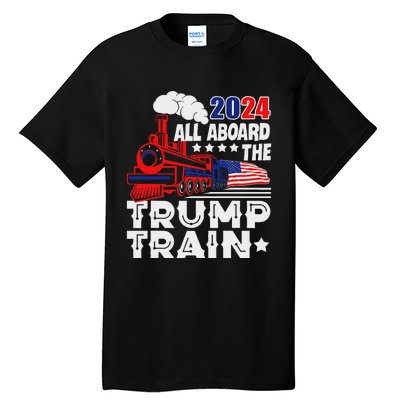 Trump 2024 All Aboard The Trump Train Tall T-Shirt