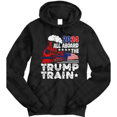 Trump 2024 All Aboard The Trump Train Tie Dye Hoodie