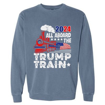 Trump 2024 All Aboard The Trump Train Garment-Dyed Sweatshirt