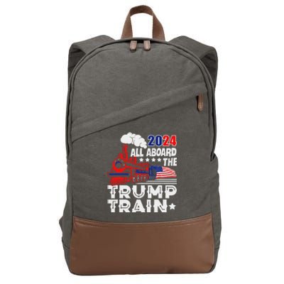 Trump 2024 All Aboard The Trump Train Cotton Canvas Backpack