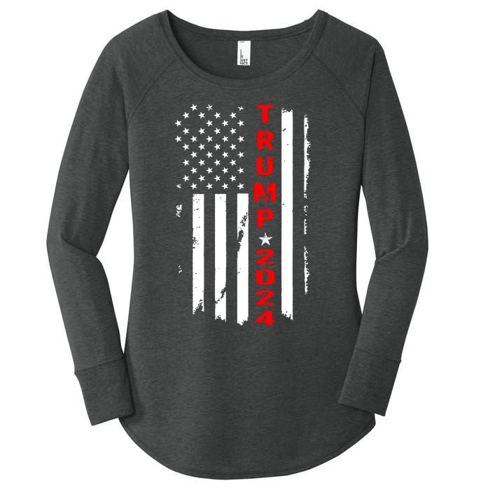 Trump 2024 American Flag Vintage Women's Perfect Tri Tunic Long Sleeve Shirt