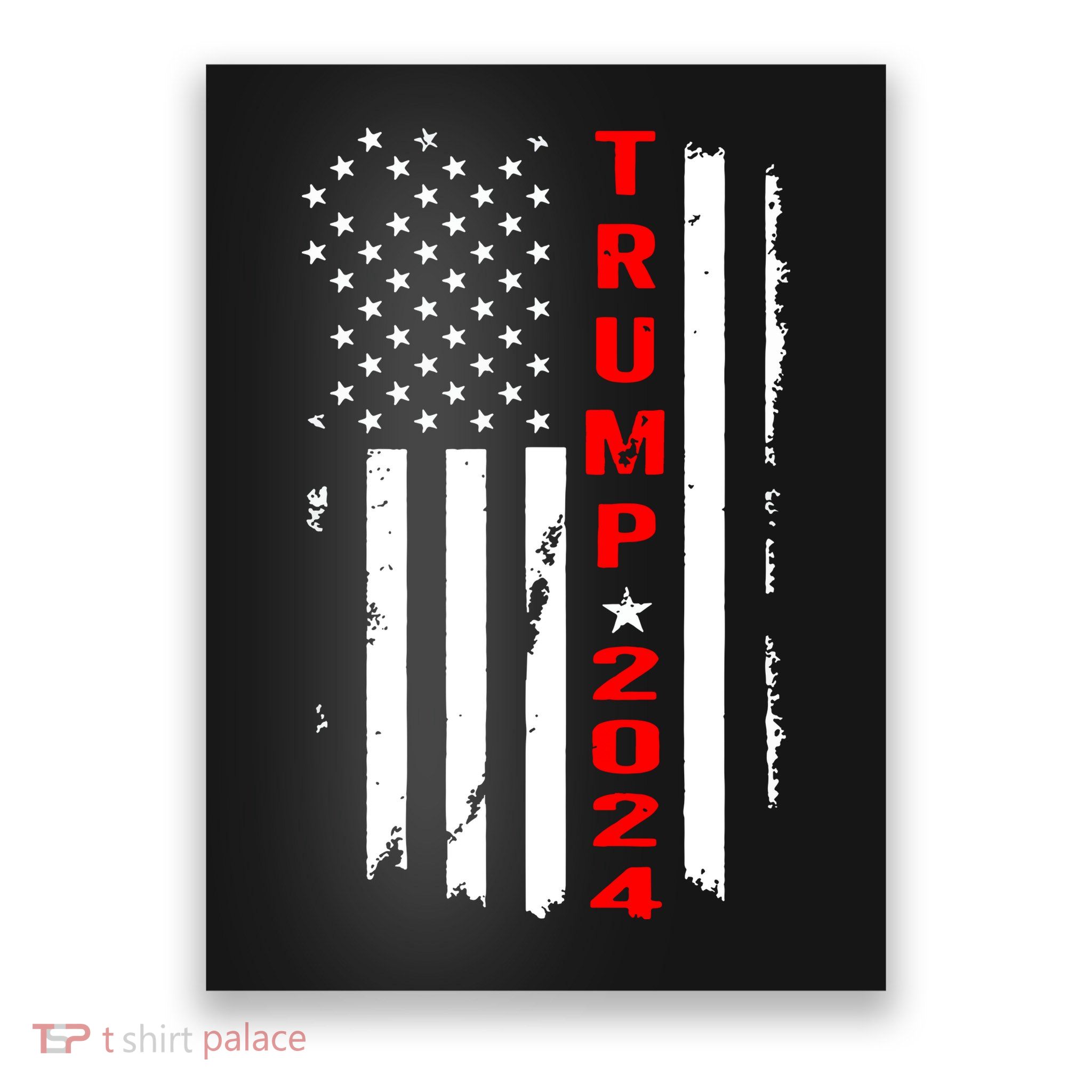 Trump 2024 American Flag Vintage Poster