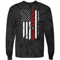 Trump 2024 American Flag Vintage Tie-Dye Long Sleeve Shirt