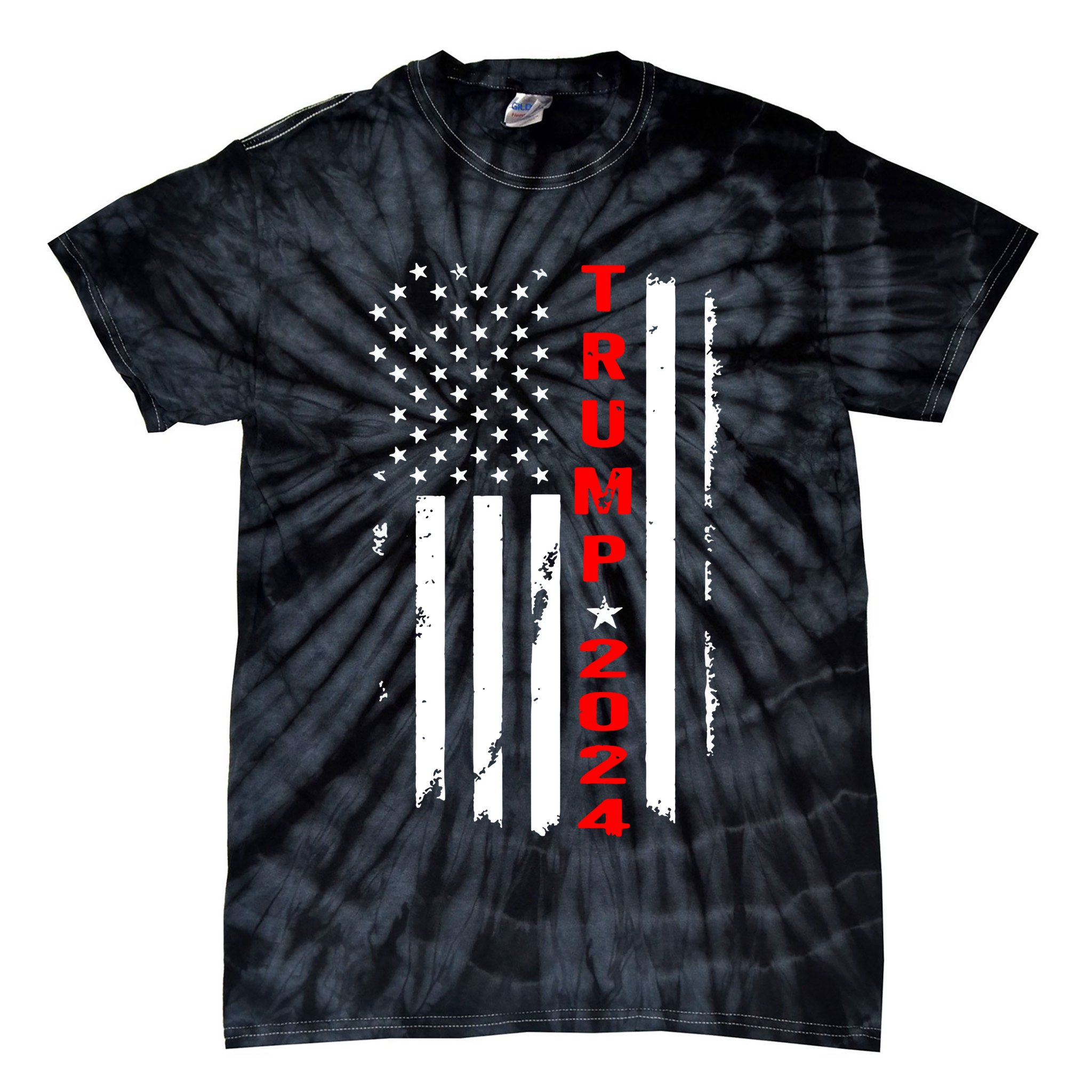 Trump 2024 American Flag Vintage Tie-Dye T-Shirt