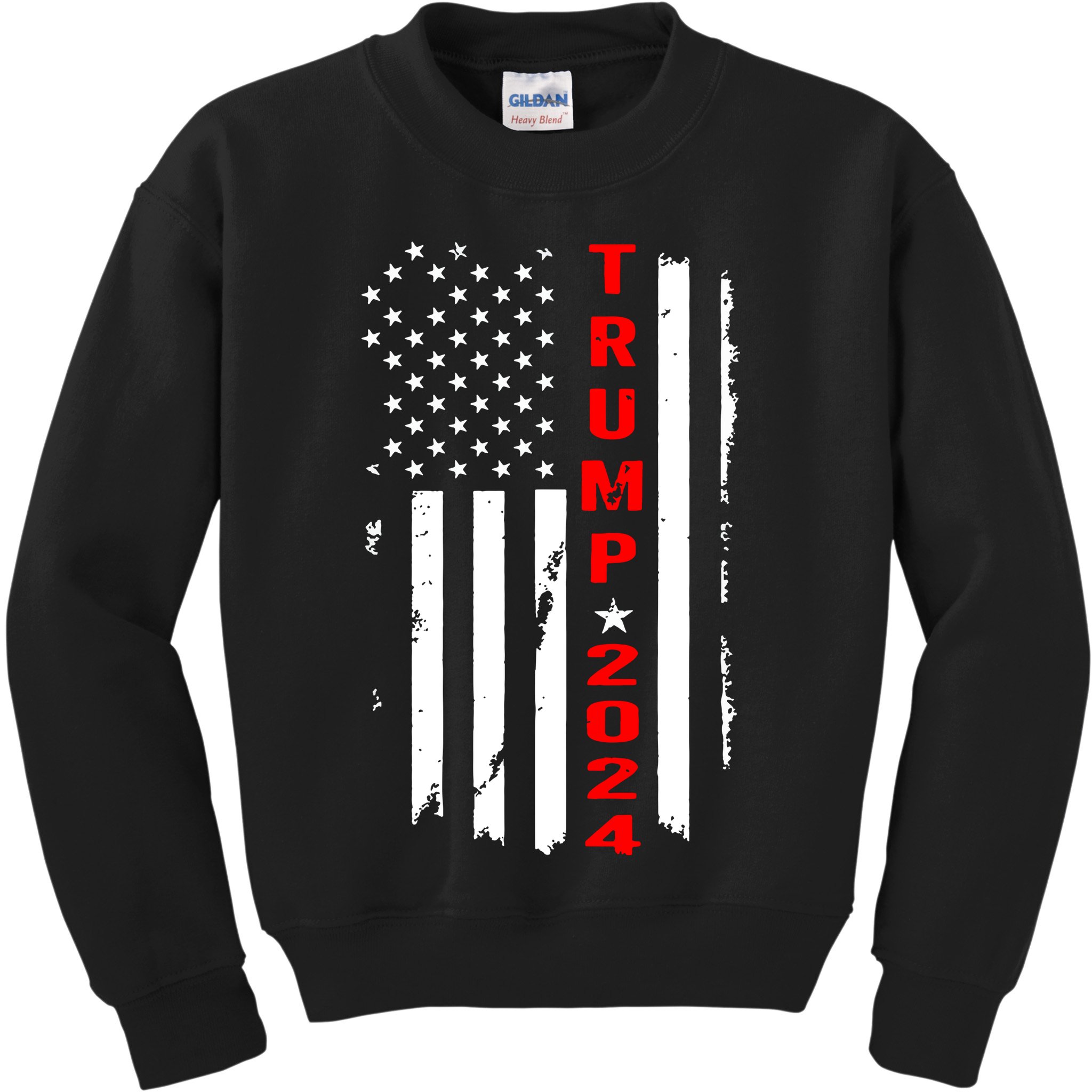 Trump 2024 American Flag Vintage Kids Sweatshirt