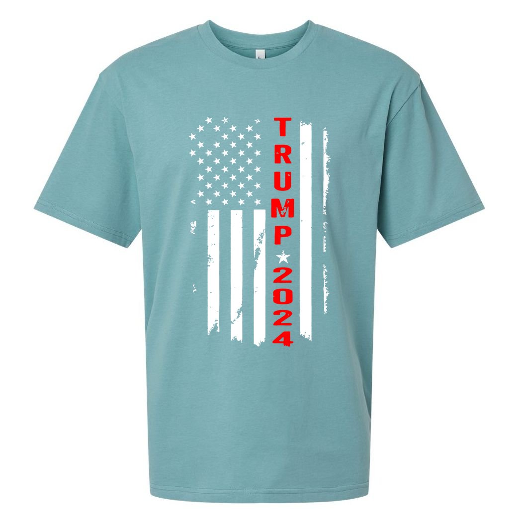 Trump 2024 American Flag Vintage Sueded Cloud Jersey T-Shirt