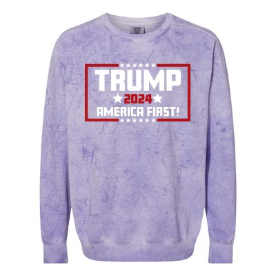 Trump 2024 America First Maga Keep America Great Democracy Colorblast Crewneck Sweatshirt