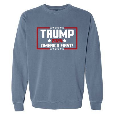 Trump 2024 America First Maga Keep America Great Democracy Garment-Dyed Sweatshirt