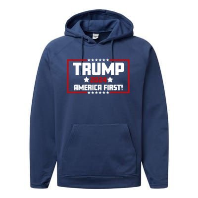 Trump 2024 America First Maga Keep America Great Democracy Performance Fleece Hoodie