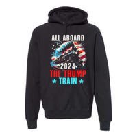 Trump 2024 All Aboard The Trump Train Us American Flag Premium Hoodie