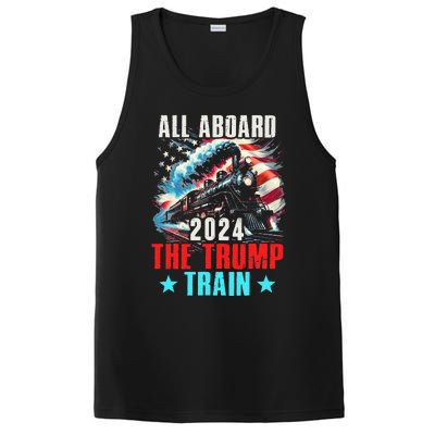 Trump 2024 All Aboard The Trump Train Us American Flag PosiCharge Competitor Tank