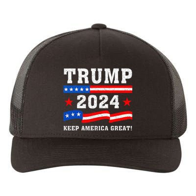 Trump 2024 American Flag Keep America Great! Prorepublican Yupoong Adult 5-Panel Trucker Hat