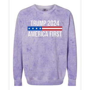 Trump 2024 America First Colorblast Crewneck Sweatshirt