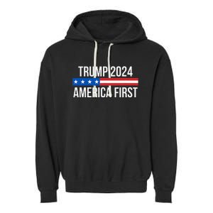 Trump 2024 America First Garment-Dyed Fleece Hoodie