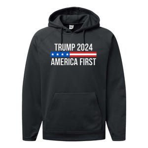 Trump 2024 America First Performance Fleece Hoodie