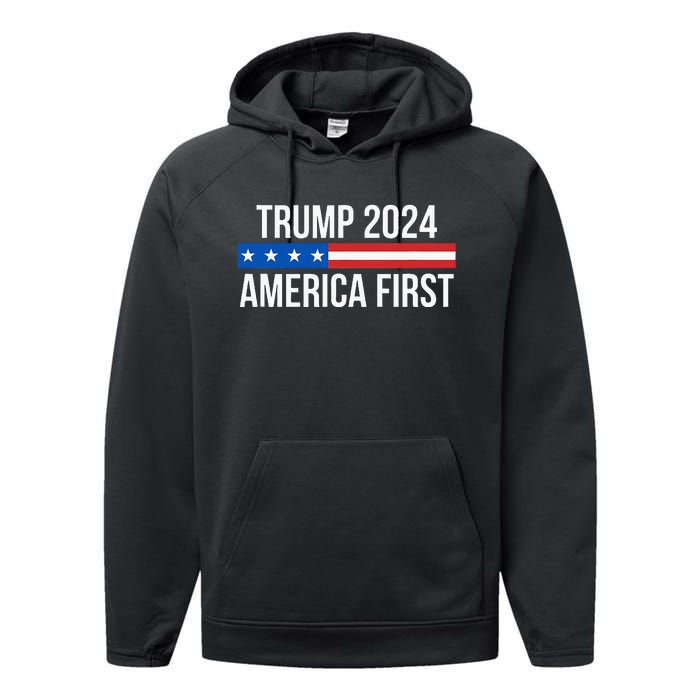 Trump 2024 America First Performance Fleece Hoodie