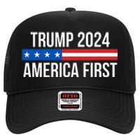 Trump 2024 America First High Crown Mesh Back Trucker Hat