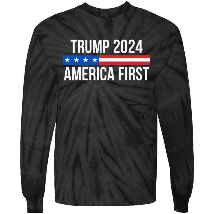 Trump 2024 America First Tie-Dye Long Sleeve Shirt