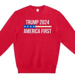 Trump 2024 America First Premium Crewneck Sweatshirt