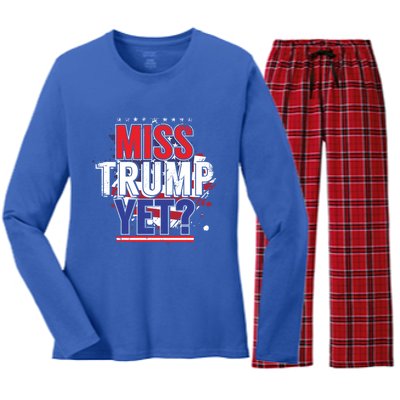 Trump 2024 America Republican Anti Joe Biden Miss Trump Yet Gift Women's Long Sleeve Flannel Pajama Set 