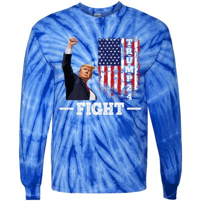 Trump 2024 Assasination Butler Pennsylvania Trump Fight Tie-Dye Long Sleeve Shirt